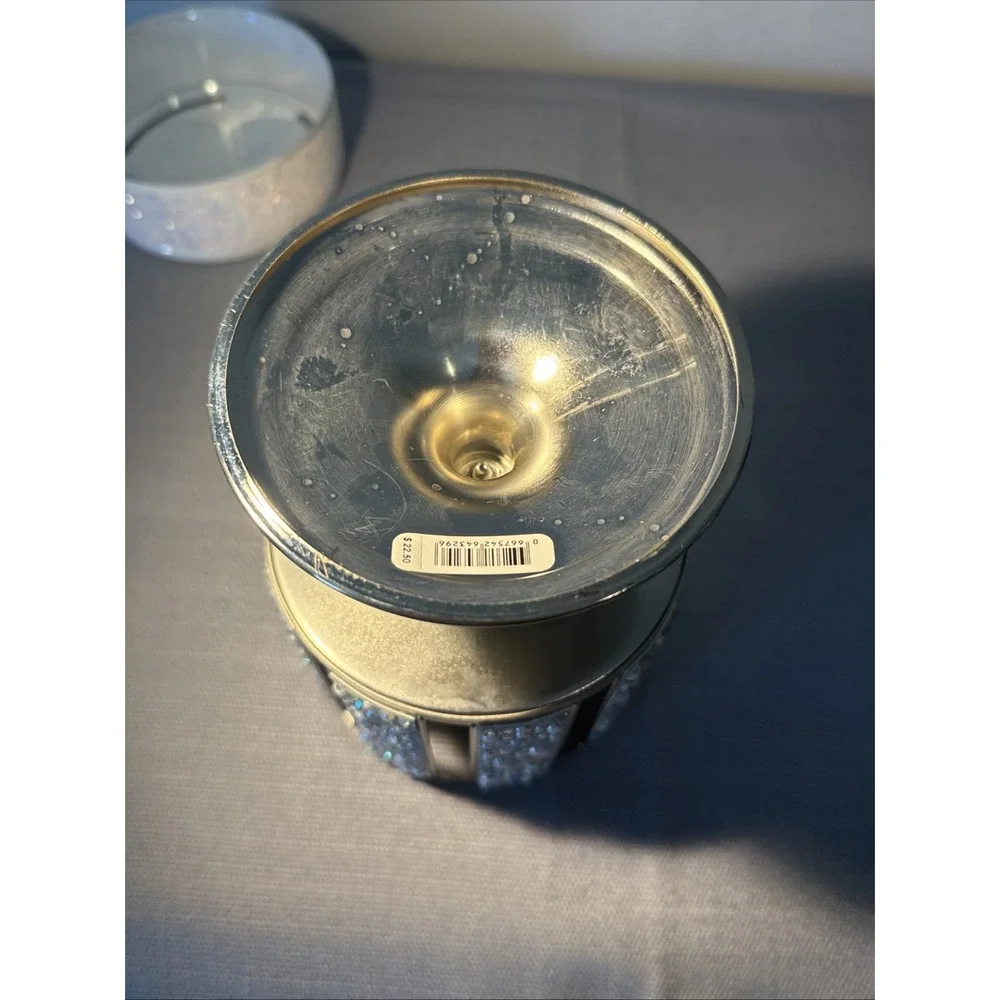 BATH & BODY WORKS SILVER‎ GEM PEARLS FLOWER PEDESTAL 3 WICK CANDLE SLEVE HOLDER
